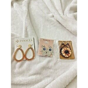 NEW Earings Lot Panacea Oval Hoop Hamsa Hand Jeweled Sunflower Dangle Hook Bling